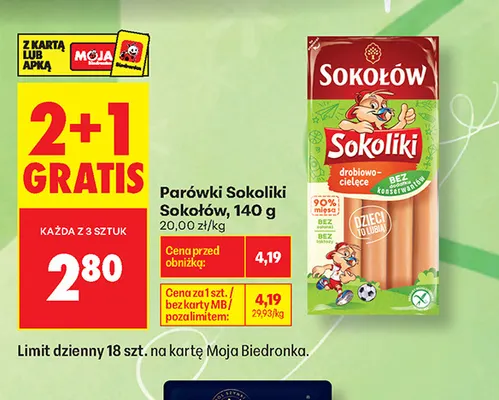 Parówki Sokoliki Sokołów promocja w Biedronka