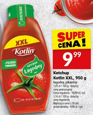 Ketchup Kotlin XXL łagodny promocja w Twój Market
