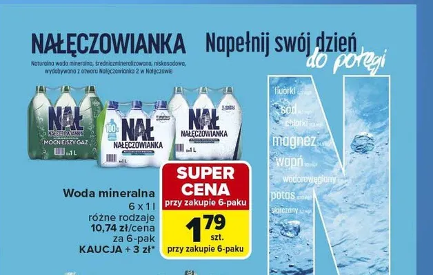 Woda mineralna NAŁĘCZOWIANKA 6-pak 1l promocja w Carrefour