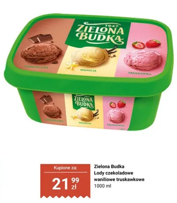 Lody czekoladowe waniliowe truskawkowe Zielona Budka promocja w Biedronka