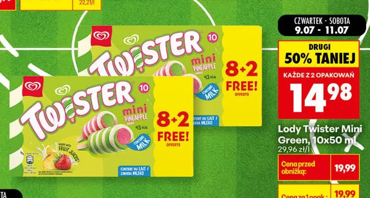 Lody Twister Mini Green promocja w Biedronka