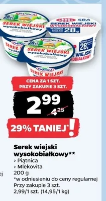 Serek wiejski wysokobiałkowy Piątnica promocja w Netto