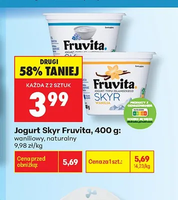 Jogurt Skyr Fruvita naturalny promocja w Biedronka