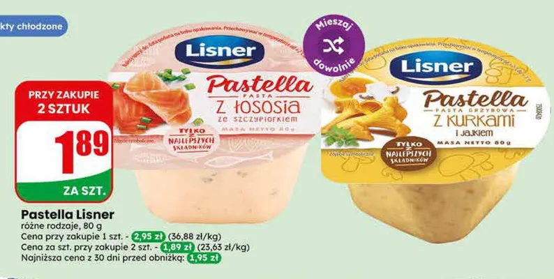 Pasta Pastella z łososia ze szczypiorkiem Lisner promocja w Dino