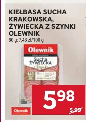 Kiełbasa sucha krakowska z szynki Olewnik promocja w Stokrotka