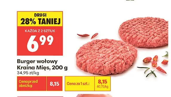 Burger wołowy Kraina Mięs promocja w Biedronka