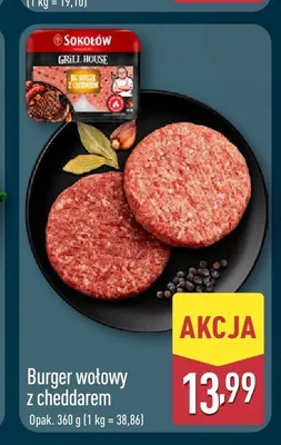 Burger wołowy z cheddarem Sokołów promocja w Aldi