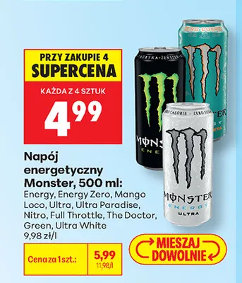 Napój energetyczny Monster Energy Zero promocja w Biedronka
