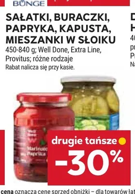 Sałatki, buraczki, papryka, kapusta, mieszanki w słoiku Well Done, Extra Line, Provitus promocja w Stokrotka