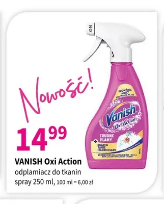 Odplamiacz do tkanin w sprayu Vanish Oxi Action promocja w Drogerie Polskie