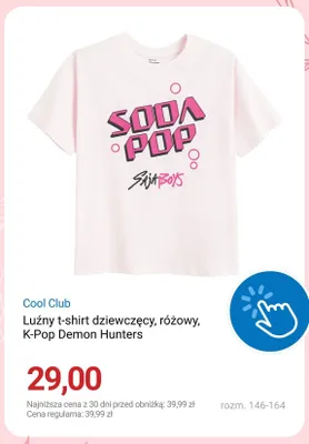 T-shirt dziewczęcy Cool Club luźny różowy K-Pop Demon Hunters promocja w Smyk