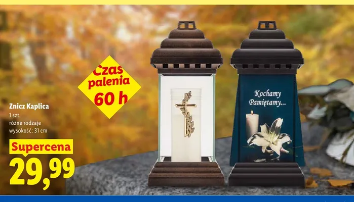 Znicz Kaplica 31 cm promocja w Lidl