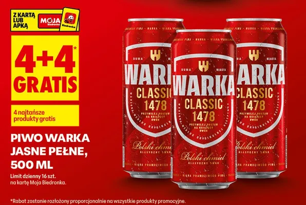 Piwo jasne pełne Classic 1478 promocja w Biedronka