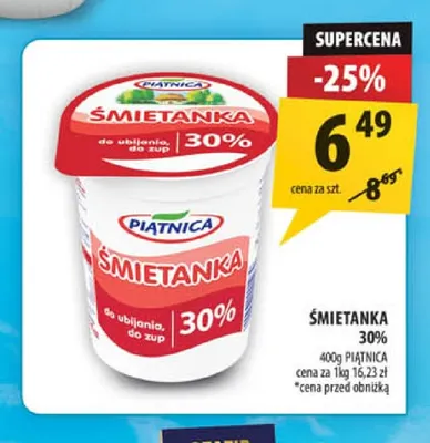 Śmietanka Piątnica 30% promocja w Arhelan