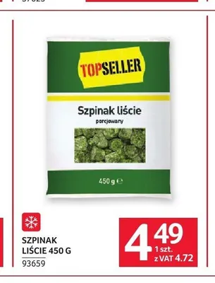 Szpinak liście porcjowany mrożony TopSeller promocja w Selgros