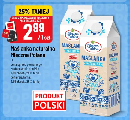 Maślanka naturalna Mleczna Polana promocja w POLOmarket