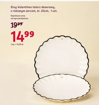 Talerz Eloy Valentines deserowy, z różowym sercem, śr. 20cm, 1 szt. promocja w Rossmann