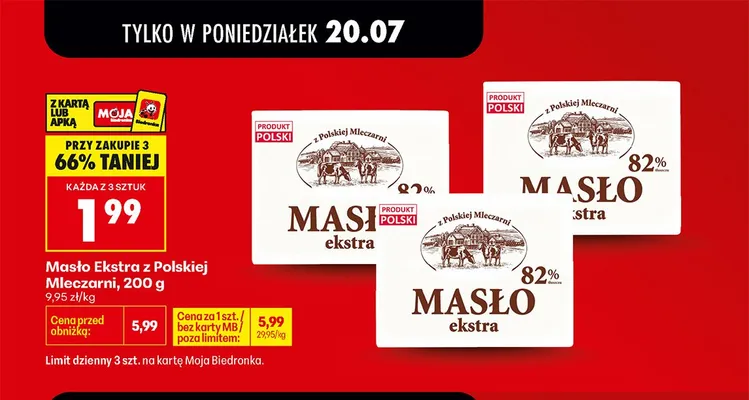 Masło Ekstra z Polskiej Mleczarni promocja w Biedronka