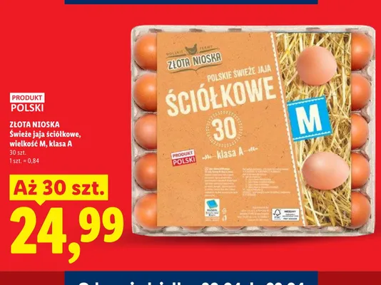 Jaja ściółkowe, wielkość M, klasa A promocja w Lidl