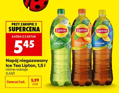 Napój niegazowany Ice Tea Lipton Peach promocja w Biedronka