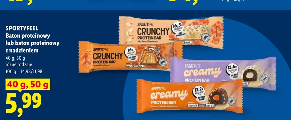 Baton proteinowy z nadzieniem Sportyfeel promocja w Lidl