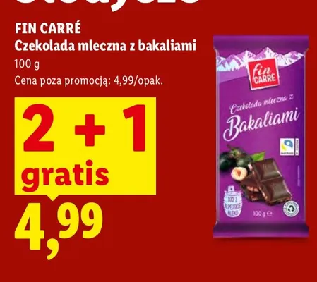 Czekolada mleczna z bakaliami Fin Carré promocja w Lidl