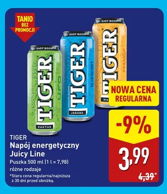 Napój energetyczny Juicy Line kaktus Tiger promocja w Aldi