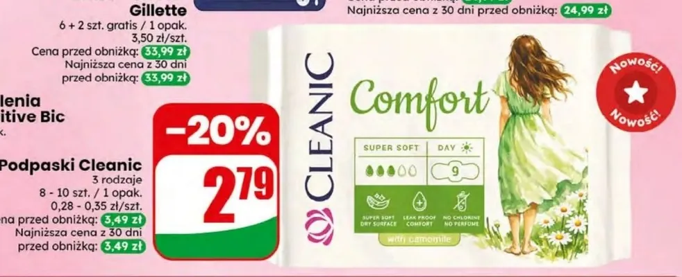 Podpaski Cleanic Comfort promocja w Dino