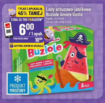 Lody wodne arbuzowo-jabłkowe Buziole Amore Gusto 5-pak promocja w POLOmarket