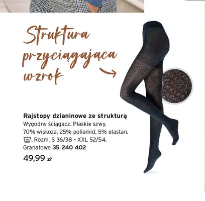Rajstopy dzianinowe ze strukturą promocja w Tchibo