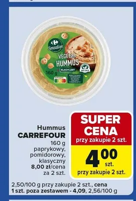 Hummus paprykowy, pomidorowy, klasyczny promocja w Carrefour Express