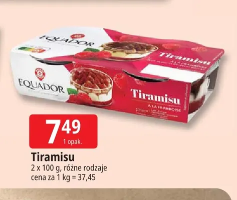 Deser Tiramisu Equador 2-pak promocja w Leclerc