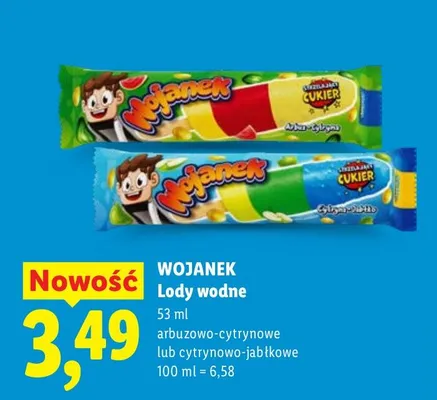 Lody wodne arbuzowo-cytrynowe lub cytrynowo-jabłkowe promocja w Lidl