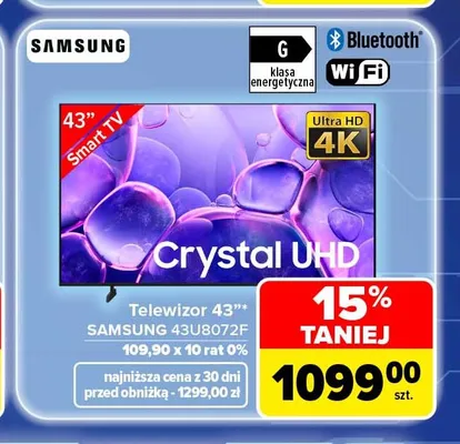 Telewizor 43" Samsung 43U8072F promocja w Carrefour