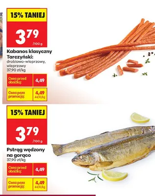 Kabanos klasyczny Tarczyński: drobiowo-wieprzowy, wieprzowy promocja w Biedronka