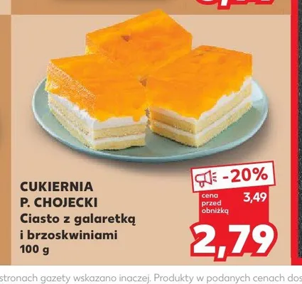 Ciasto z galaretką i brzoskwiniami Cukiernia P. Chojecki promocja w Kaufland