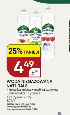 Woda niegazowana Naturals truskawka Żywiec Zdrój promocja w Chata Polska