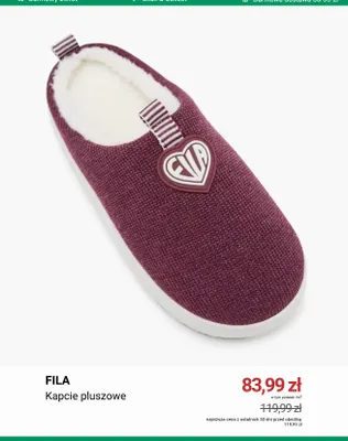 Kapcie pluszowe Fila promocja w Deichmann