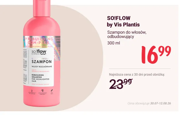 Szampon do włosów odbudowujący SO!FLOW by Vis Plantis promocja w Rossmann