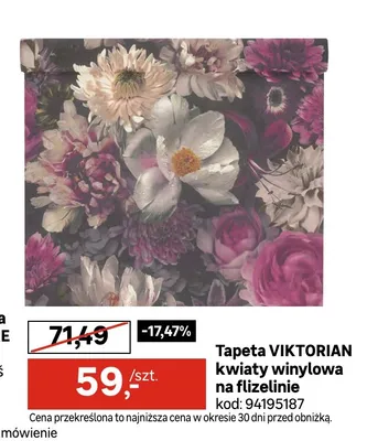 Tapeta winylowa na flizelinie Viktorian kwiaty promocja w Leroy Merlin