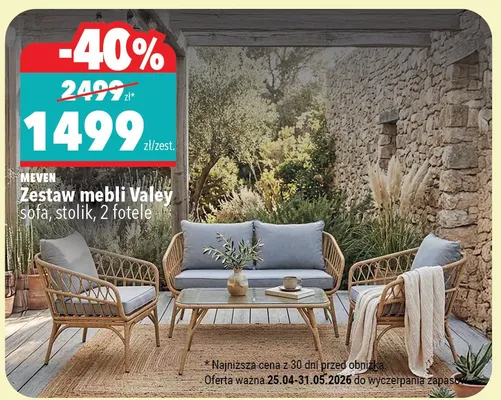 Zestaw mebli Valey Meven sofa stolik 2 fotele promocja w Biedronka Home