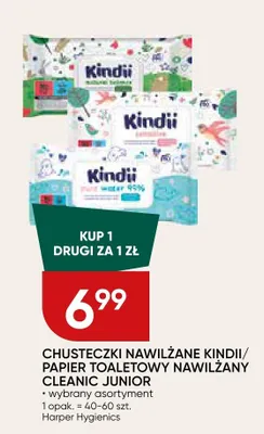CHUSTECZKI NAWILŻANE KINDII/PAPIER TOALETOWY NAWILŻANY CLEANIC JUNIOR promocja w Chata Polska