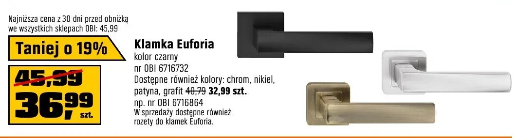 Klamka Euforia kolor grafit promocja w OBI