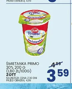 Śmietanka Primo Zott 30% promocja w Wafelek