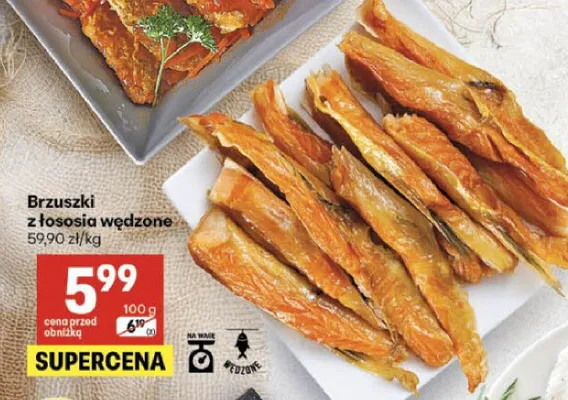 Brzuszki z łososia wędzone promocja w Delikatesy Centrum