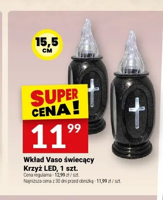 Wkład Vaso świecący Krzyż LED 15,5 cm promocja w Twój Market