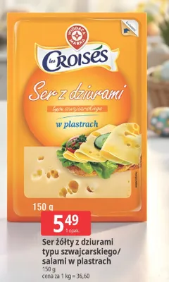 Ser żółty z dziurami typu szwajcarskiego/salami w plastrach promocja w Leclerc
