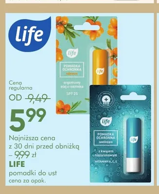 Pomadka ochronna do ust odżywcza Life promocja w Super-Pharm