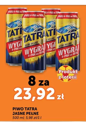 Piwo Tatra Jasne Pełne 8-pak 500 ml promocja w ABC