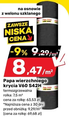 Papa wierzchniego krycia V60 S42H termozgrzewalna promocja w Bricomarche
